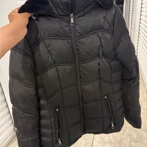 Nautica Black Quilted Hooded Puffer Jacket